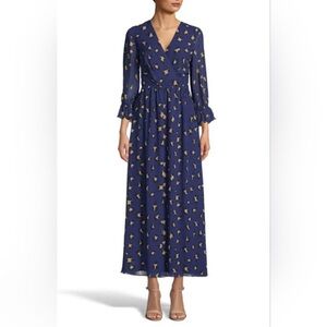 Elegant Blue and Gold Women's Maxi Dress